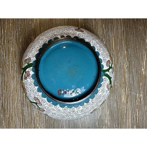 5” Cloisonné Bowl With Cherry Blossoms & Branches Design - Chinese - Picture 6 of 8